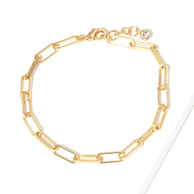 Fashnzfab Gold Dipped Open Metal Oval Link Bracelet Gold