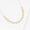 Fashnzfab Gold Dipped Open Metal Oval Link Necklace In Gold