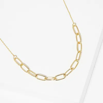 Fashnzfab Gold Dipped Open Metal Oval Link Necklace