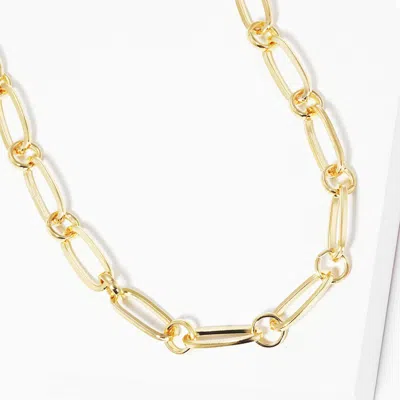 Fashnzfab Gold Dipped Open Metal Oval Link Necklace