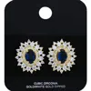 Fashnzfab Gold Dipped Oval Halo Cz Stone Stud Earrings In Multi