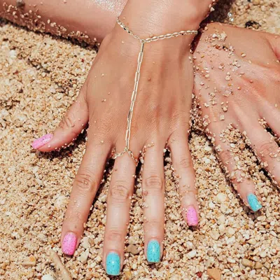 Fashnzfab Gold Dipped Paperclip Chain Hand Chain Bracelet Rhodium In Multi