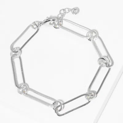 Fashnzfab Gold Dipped Paperclip Chain Link Bracelet In Silver