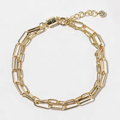 Fashnzfab Gold Dipped Paperclip Chain Magnetic Bracelet