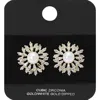 Fashnzfab Gold Dipped Pearl Accent Marquise Cz Stone Embellished Floral Stud Earrings In Gold