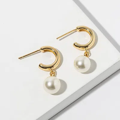 Fashnzfab Gold Dipped Pearl Drop Mini Hoop Earrings In Multi