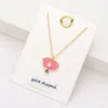 Fashnzfab Gold Dipped Pearl Pointed Enamel Pickleball Paddle Pendant Necklace In Gold