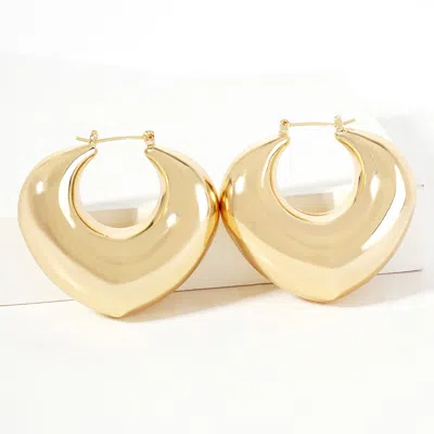 Fashnzfab Gold Dipped Puffy Rhombus Pin Catch Hoop Earrings - Gold