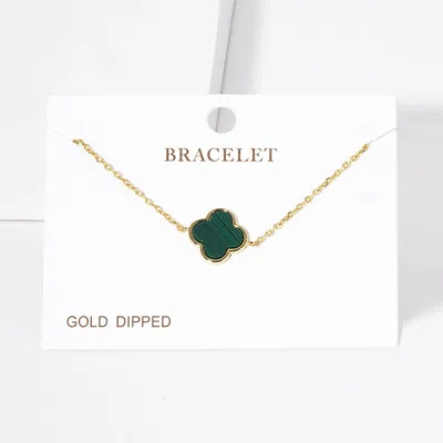 Fashnzfab Gold Dipped Quatrefoil Charm Bracelet - Green