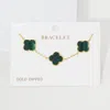 Fashnzfab Gold Dipped Quatrefoil Charm Link Bracelet Green In Green