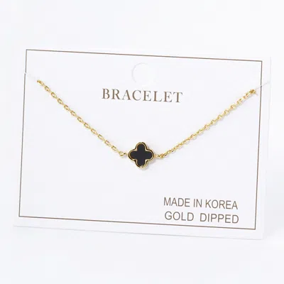 Fashnzfab Gold Dipped Quatrefoil Charm Pointed Bracelet