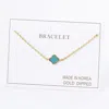 Fashnzfab Gold Dipped Quatrefoil Charm Pointed Bracelet In Gold