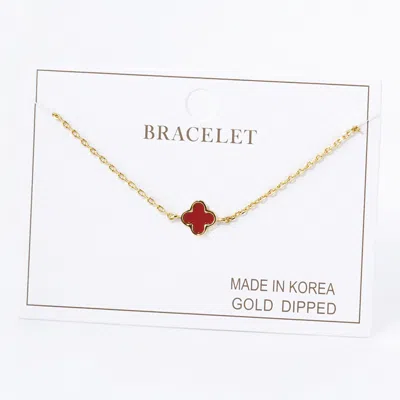Fashnzfab Gold Dipped Quatrefoil Charm Pointed Bracelet In Multi