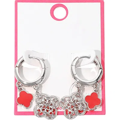 Fashnzfab Gold Dipped Quatrefoil Huggie Hoop Earrings In Multi