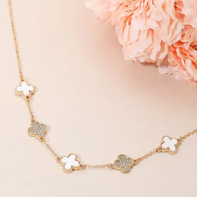 Fashnzfab Gold Dipped Quatrefoil Link Necklace