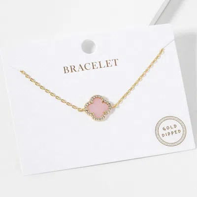Fashnzfab Gold Dipped Quatrefoil Pointed Bracelet In Silver