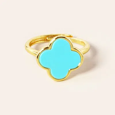Fashnzfab Gold Dipped Quatrefoil Ring In Multi