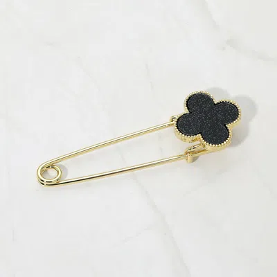 Fashnzfab Gold Dipped Quatrefoil Safety Pin Brooch