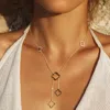 Fashnzfab Gold Dipped Quatrefoil Station Necklace 18" + 3" L In Gold