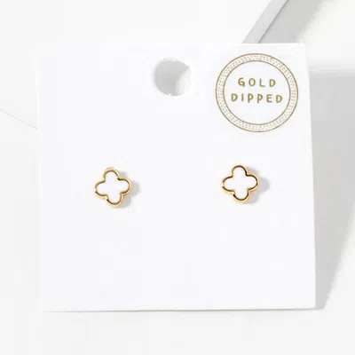 Fashnzfab Gold Dipped Quatrefoil Stud Earrings In Multi
