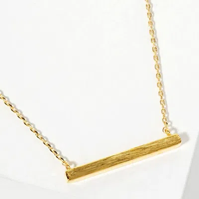 Fashnzfab Gold Dipped Rectangle Bar Pendant Necklace