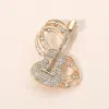 Fashnzfab Gold Dipped Rhinestone Embellished Guitar Musical Note Pin Brooch In Gold