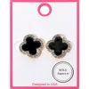 Fashnzfab Gold Dipped Rhinestone Rim Quatrefoil Stud Earrings In Multi