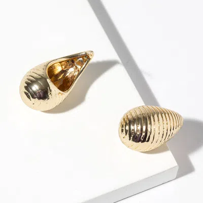 Fashnzfab Gold Dipped Ribbed Teardrop Earrings