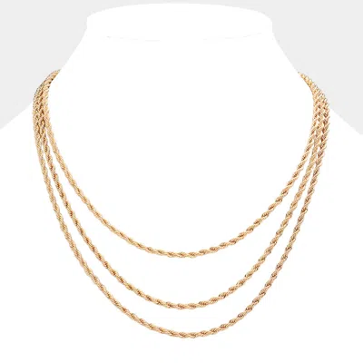 Fashnzfab Gold Dipped Rope Metal Chain Layered Necklace