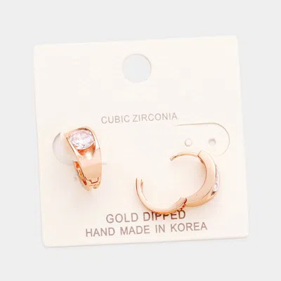 Fashnzfab Gold Dipped Round Cubic Zirconia Metal Earrings In Silver