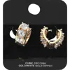 Fashnzfab Gold Dipped Round Cz Stone Around Mini Heart Huggie Hoop Earrings In Gold