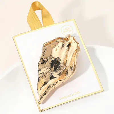 Fashnzfab Gold Dipped Sculpted Organic Leaf Pin Brooch