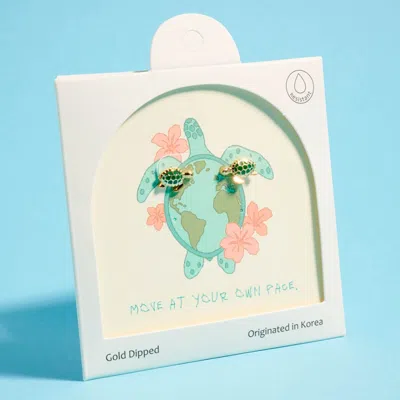Fashnzfab Gold Dipped Sea Turtle Mini Stud Earrings Gold