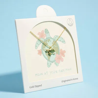 Fashnzfab Gold Dipped Sea Turtle Pendant Necklace In Silver