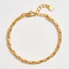 Fashnzfab Gold Dipped Sleek Elongated Link Bracelet In Gold