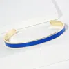 Fashnzfab Gold Dipped Solid Gameday Color Enamel Cuff Bracelet Gold, Royal Blue In Multi
