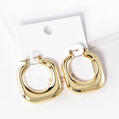 Fashnzfab Gold Dipped Square Metal Hoop Pin Catch Earrings