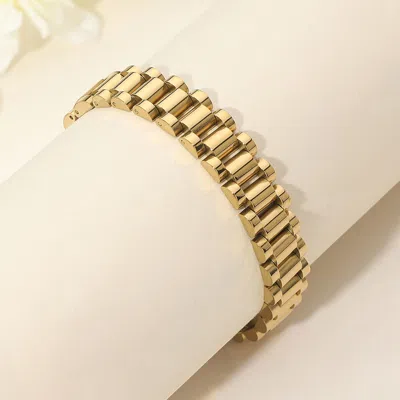 Fashnzfab Gold Dipped Stainless Steel President Jubilee Style Link Chain Bracelet