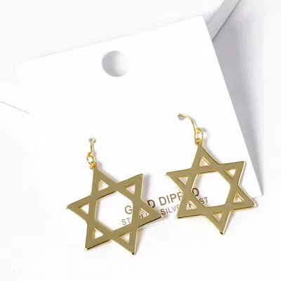 Fashnzfab Gold Dipped Star Of David Dangle Earrings - Gold