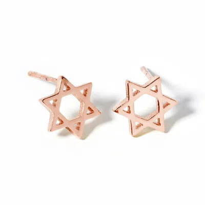 Fashnzfab Gold Dipped Star Of David Stud Earrings - Rose Gold