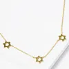 Fashnzfab Gold Dipped Star Of David Trio Charm Link Necklace In Gold