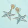 Fashnzfab Gold Dipped Starfish Dangle Statement Earrings In Multi