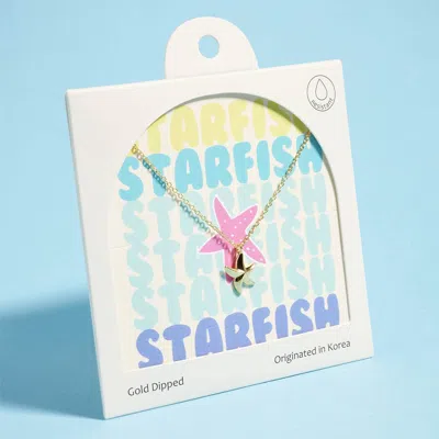 Fashnzfab Gold Dipped Starfish Pendant Necklace In Pink