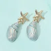 Fashnzfab Gold Dipped Starfish Seashell Drop Dangle Statement Earrings In Multi