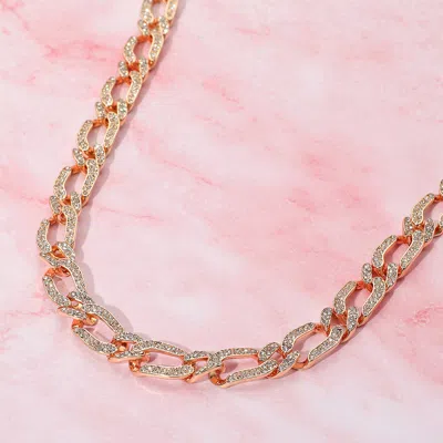 Fashnzfab Gold Dipped Stone Paved Chunky Chain Necklace In Multi