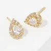 Fashnzfab Gold Dipped Teardrop Cz Stone Cluster Mini Stud Earrings In Gold