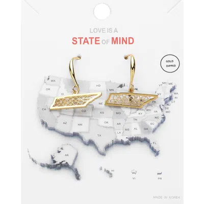 Fashnzfab Gold Dipped Tennessee State Earrings - Gold