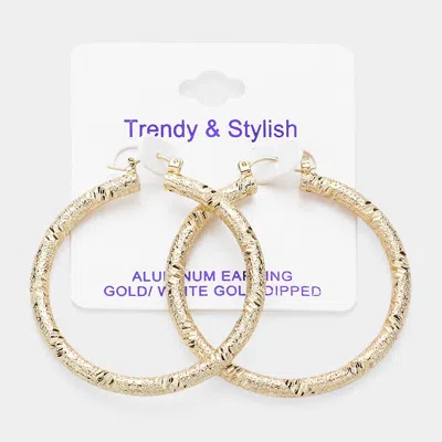Fashnzfab Gold Dipped Textured Aluminum Hoop Earrings - Gold