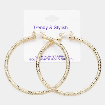 Fashnzfab Gold Dipped Textured Aluminum Hoop Earrings - Gold