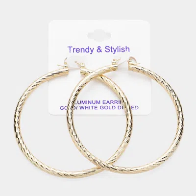 Fashnzfab Gold Dipped Textured Aluminum Hoop Earrings - Gold